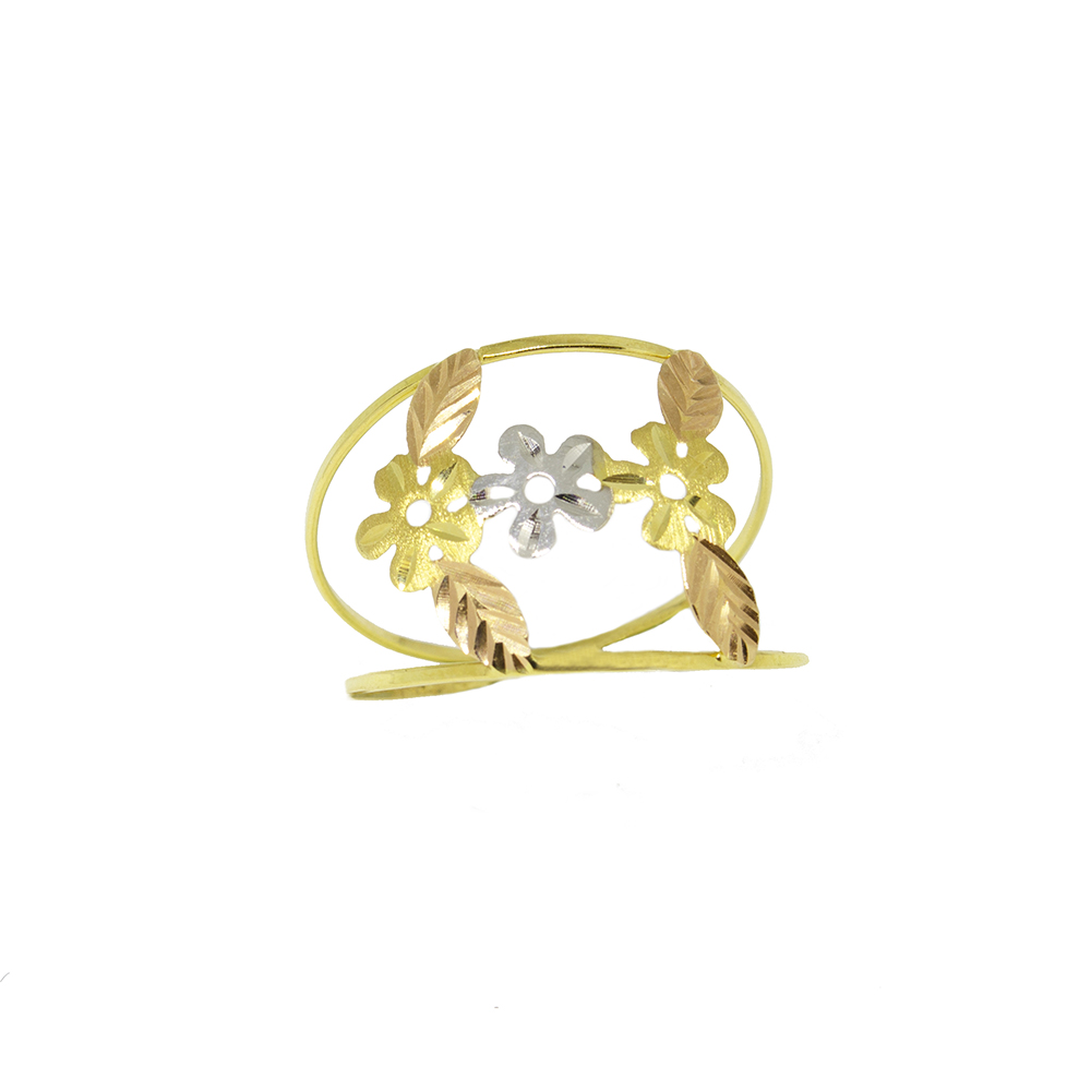 Anel Tri Flores em Ouro 18 Kilates � 25350